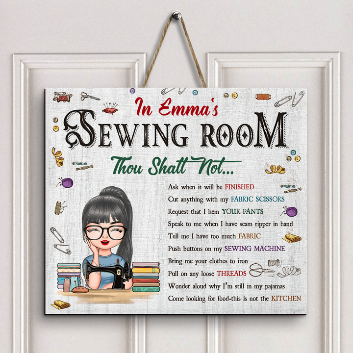 Personalized Door Sign - Gift For Sewing Lover - In My Sewing Room