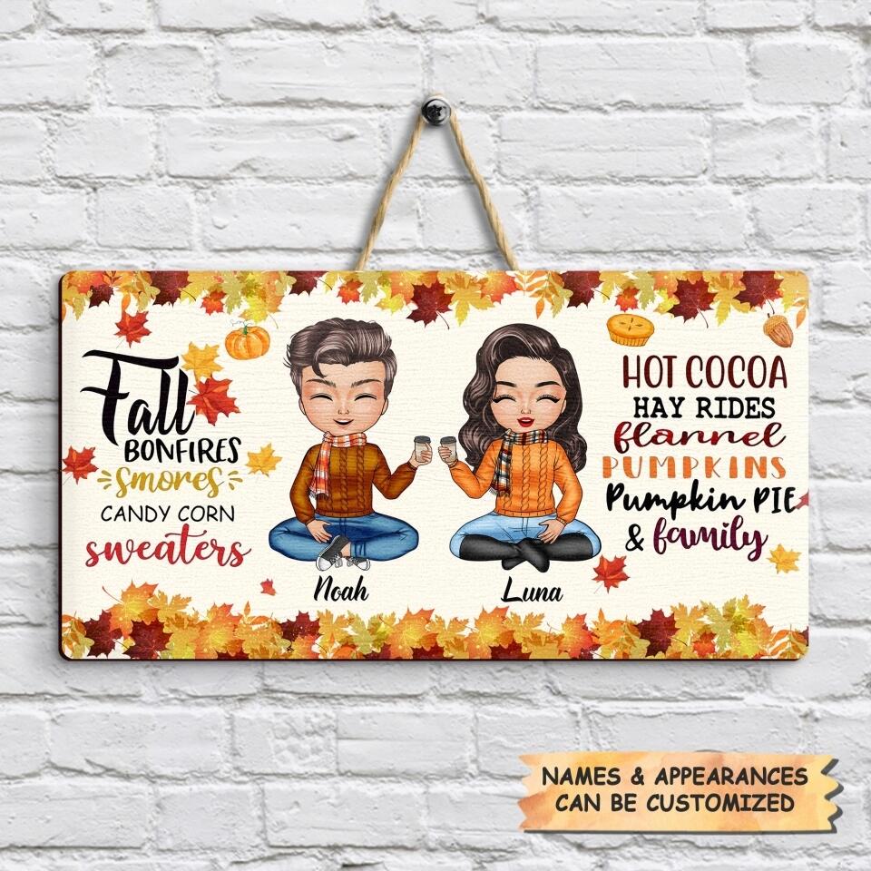 Personalized Door Sign - Gift For Family - Fall Bonfires