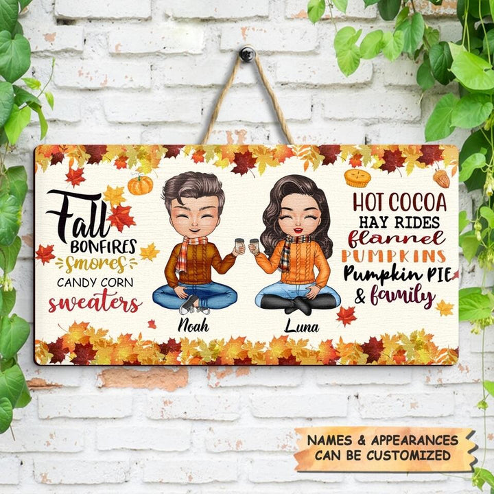 Personalized Door Sign - Gift For Family - Fall Bonfires