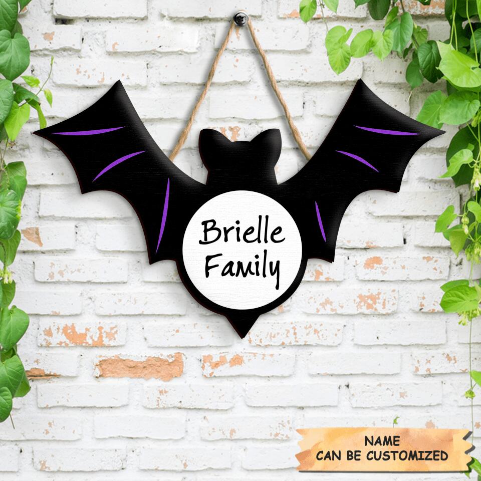 Personalized Door Sign - Gift For Family - Bat Halloween