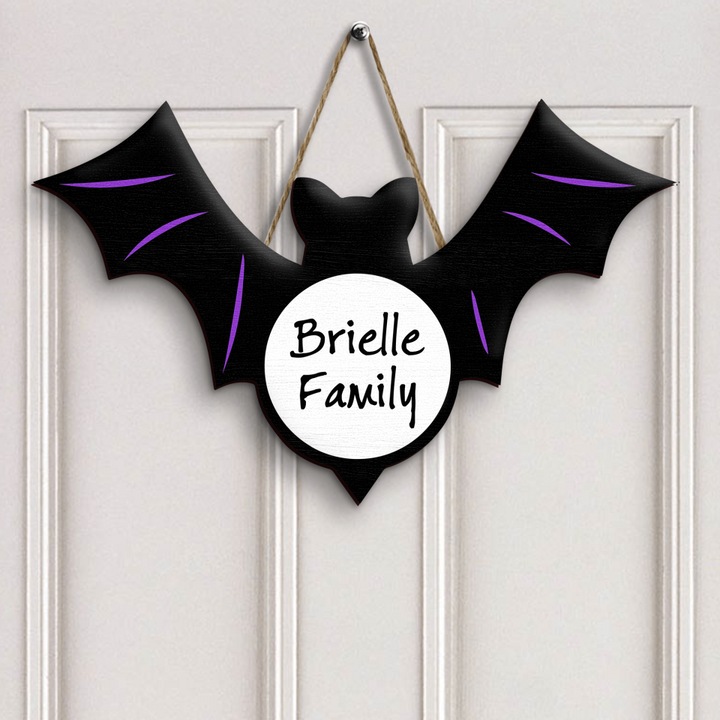 Personalized Door Sign - Gift For Family - Bat Halloween
