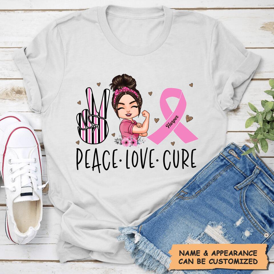 Personalized T-shirt - Gift For BC Fighter - Peace Love Cure