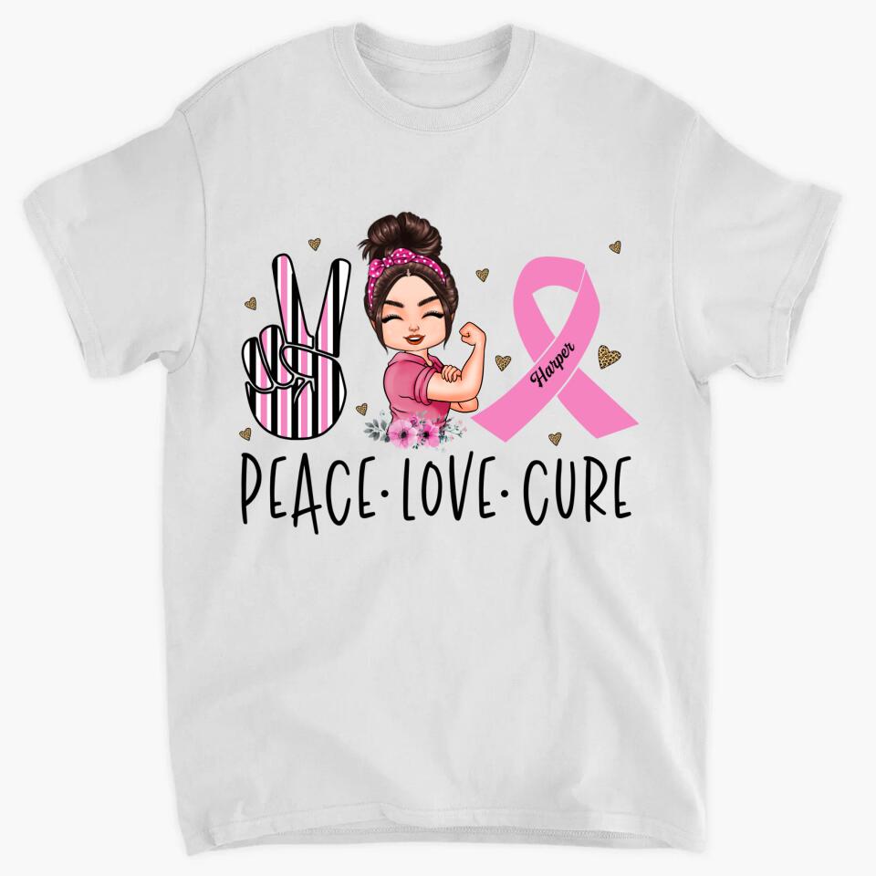 Personalized T-shirt - Gift For BC Fighter - Peace Love Cure