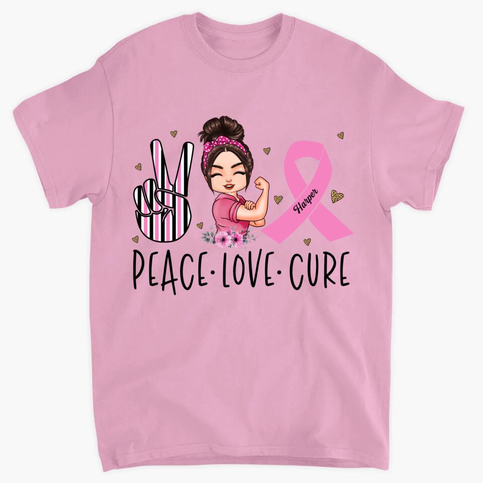 Personalized T-shirt - Gift For BC Fighter - Peace Love Cure