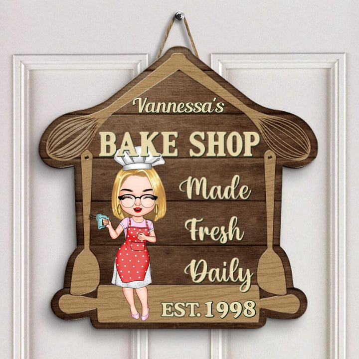 Personalized Door Sign - Gift For Baking Lover - Made Fresh Daily