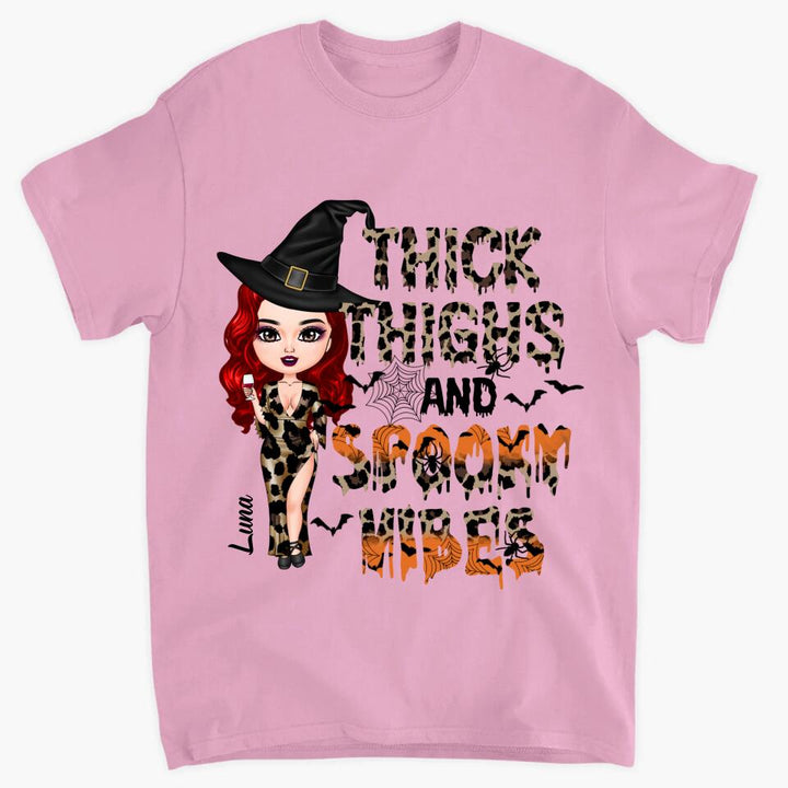 Personalized T-shirt - Gift For Halloween - Thick Thighs And Spooky Vibes