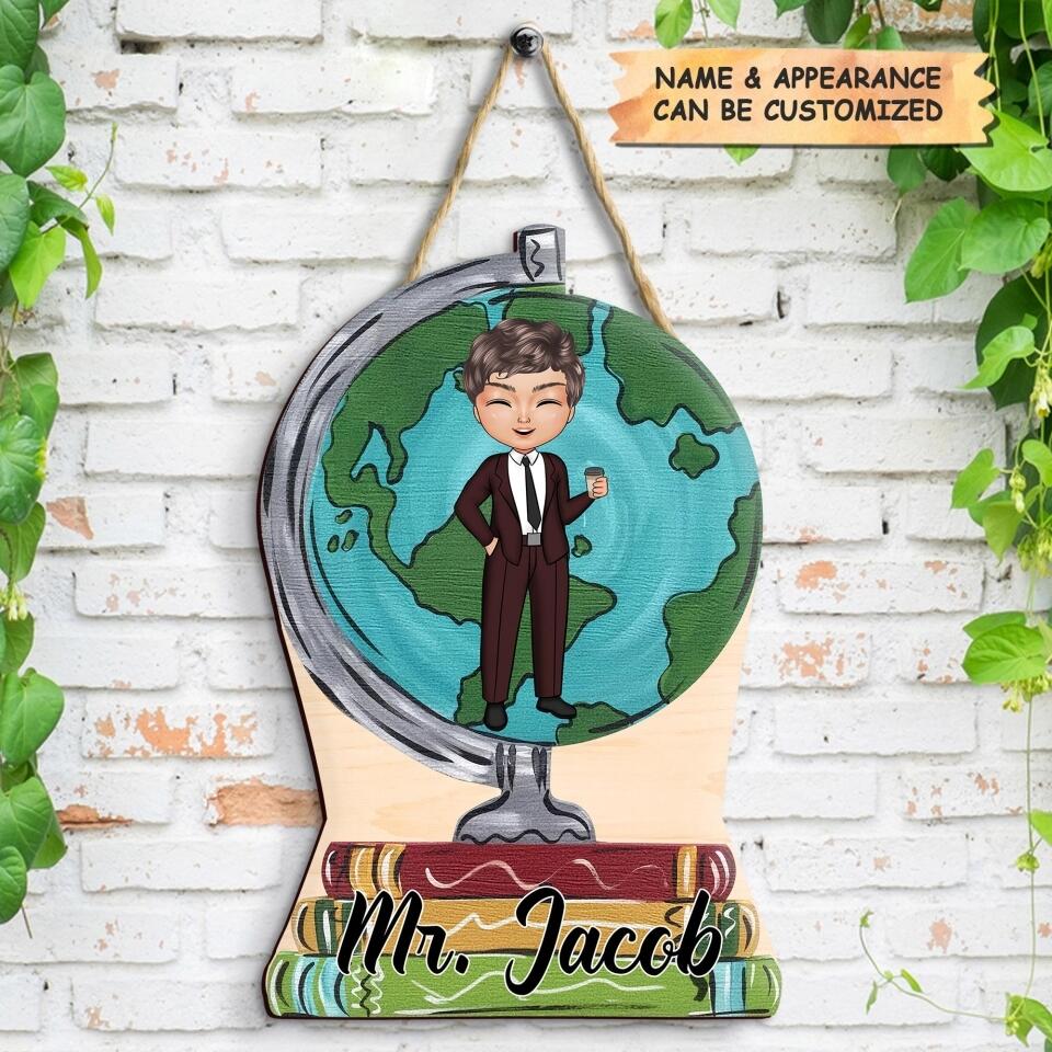 Personalized Door Sign - Gift For Teacher - Geography Teacher