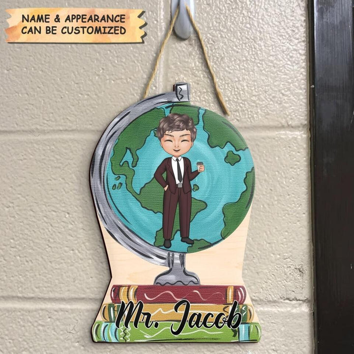 Personalized Door Sign - Gift For Teacher - Geography Teacher