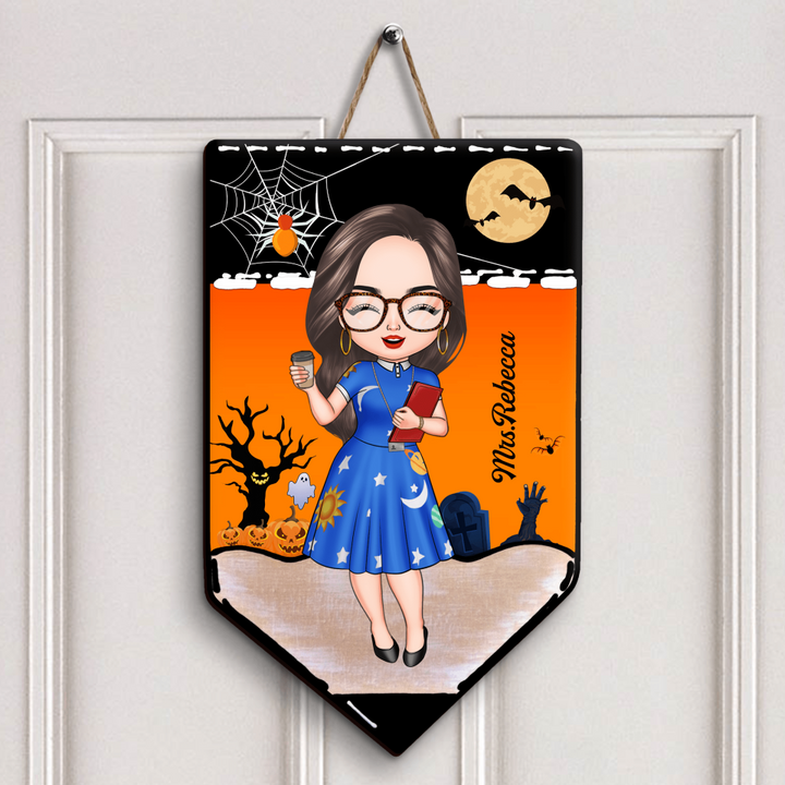 Personalized Door Sign - Gift For Teacher - Pencil Door Sign Halloween