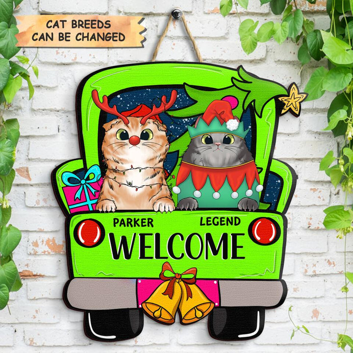 Personalized Door Sign - Gift For Cat Lover - Welcome To Our House