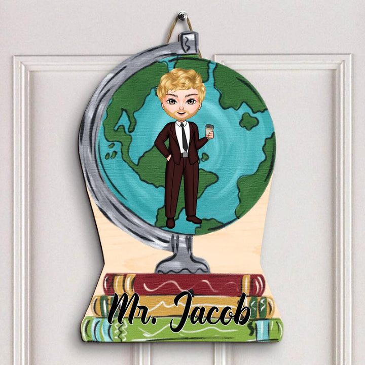 Personalized Door Sign - Gift For Teacher - Geography Teacher