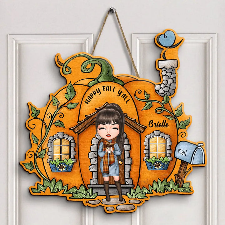 Personalized Door Sign - Gift For Family Member - Happy Fall Y'all