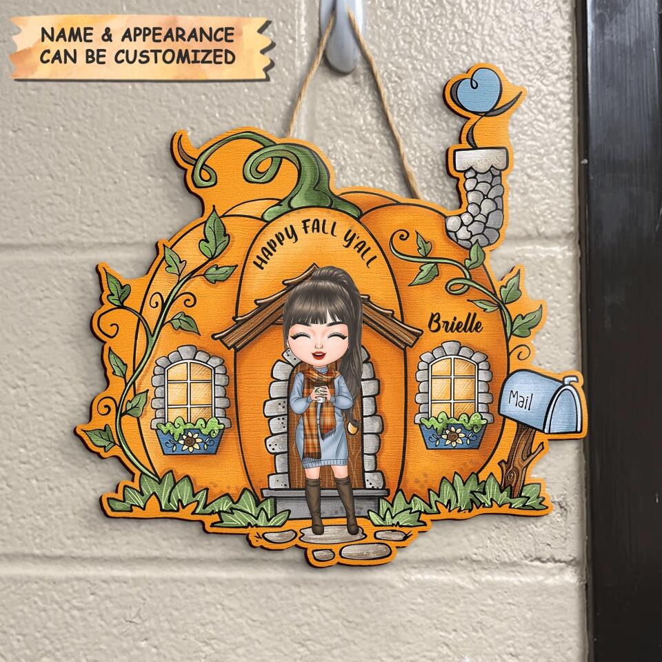 Personalized Door Sign - Gift For Family Member - Happy Fall Y'all