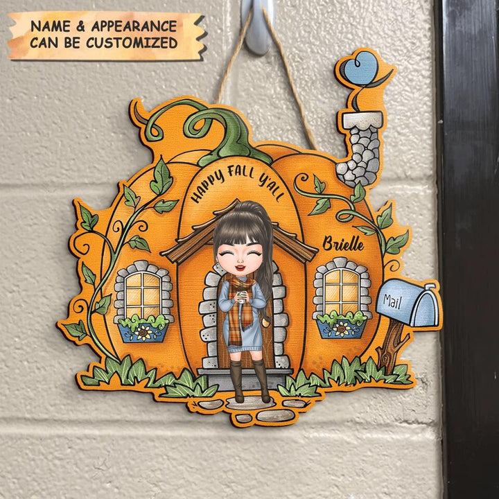 Personalized Door Sign - Gift For Family Member - Happy Fall Y'all
