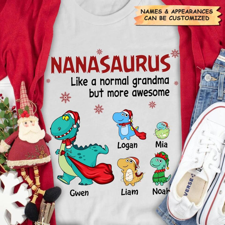 Personalized T-shirt - Gift For Grandma - Nanasaurus Christmas
