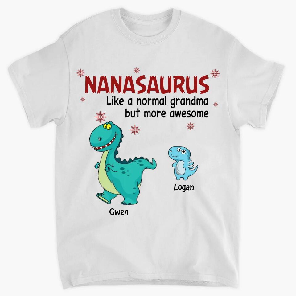 Personalized T-shirt - Gift For Grandma - Nanasaurus Christmas