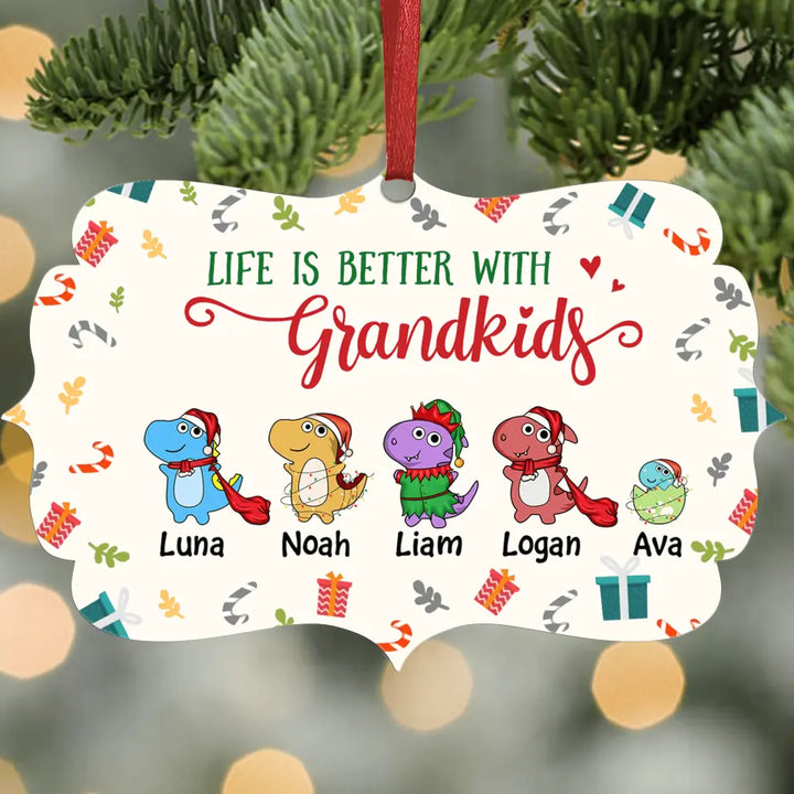 Personalized Aluminium Ornament - Gift For Grandma - Life Is Better With Grandkids