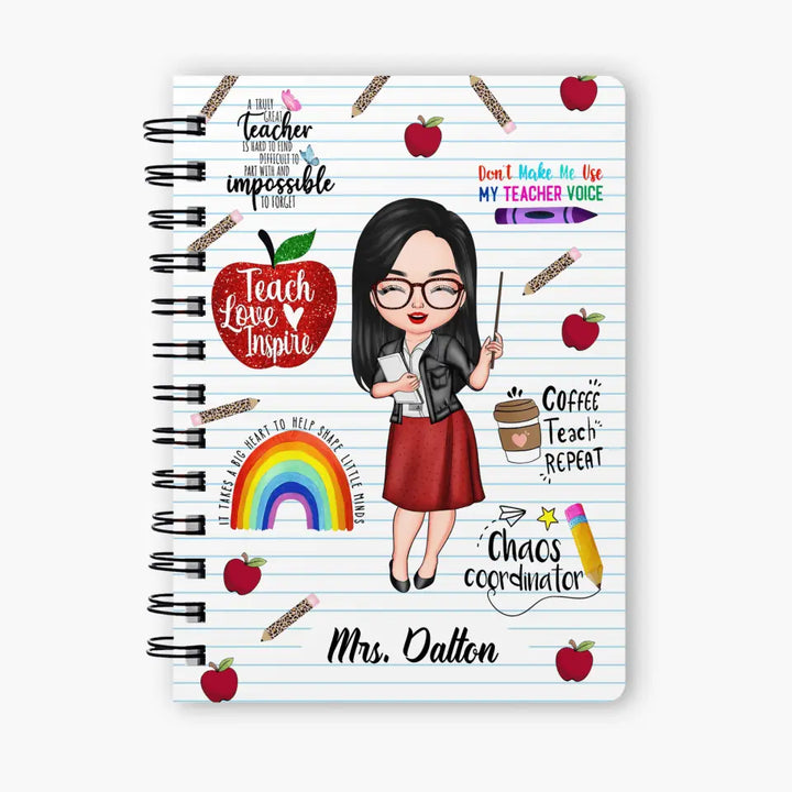 Personalized Spiral Journal - Gift For Teacher - Teach Love Inspire Teacher