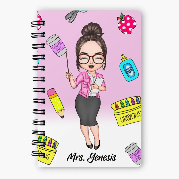 Personalized Spiral Journal - Gift For Teacher - Forever A Preschool Teacher At Heart