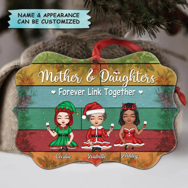Personalized Aluminium Ornament - Gift For Mom - Mother & Daughters Forever Linked Together