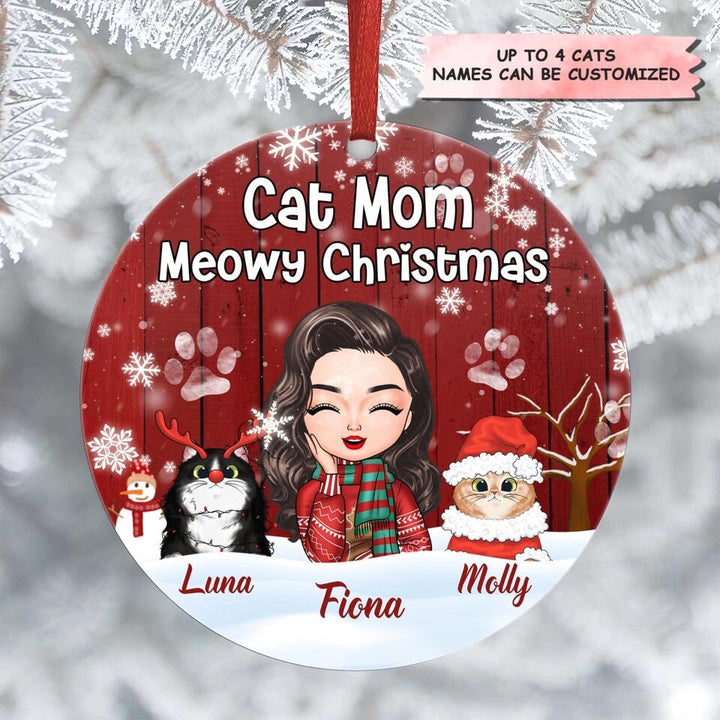 Personalized Aluminium Ornament - Gift For Cat Lover, Cat Mom - Meowy Christmas