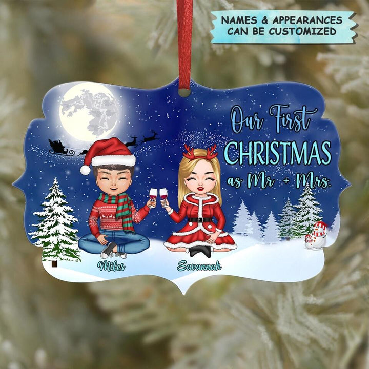 Personalized Aluminium Ornament - Gift For Couple, Lovers - Our First Christmas Together