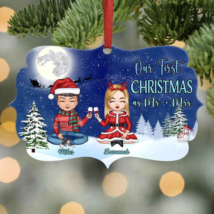 Personalized Aluminium Ornament - Gift For Couple, Lovers - Our First Christmas Together