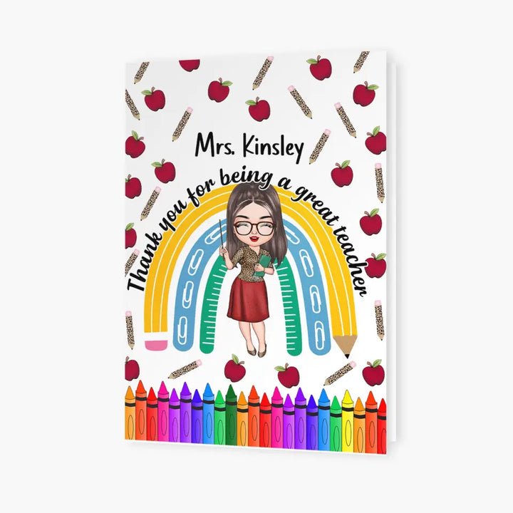 Personalized Greeting Card - Gift For Teacher - Thank You For Being A Great Teacher