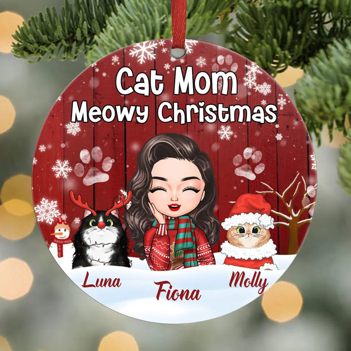 Personalized Aluminium Ornament - Gift For Cat Lover, Cat Mom - Meowy Christmas