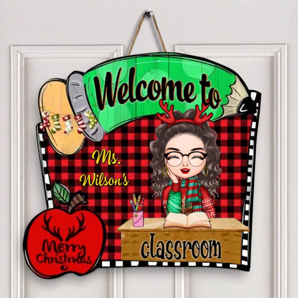 Personalized Door Sign - Gift For Teacher - Welcome To The Class Christmas