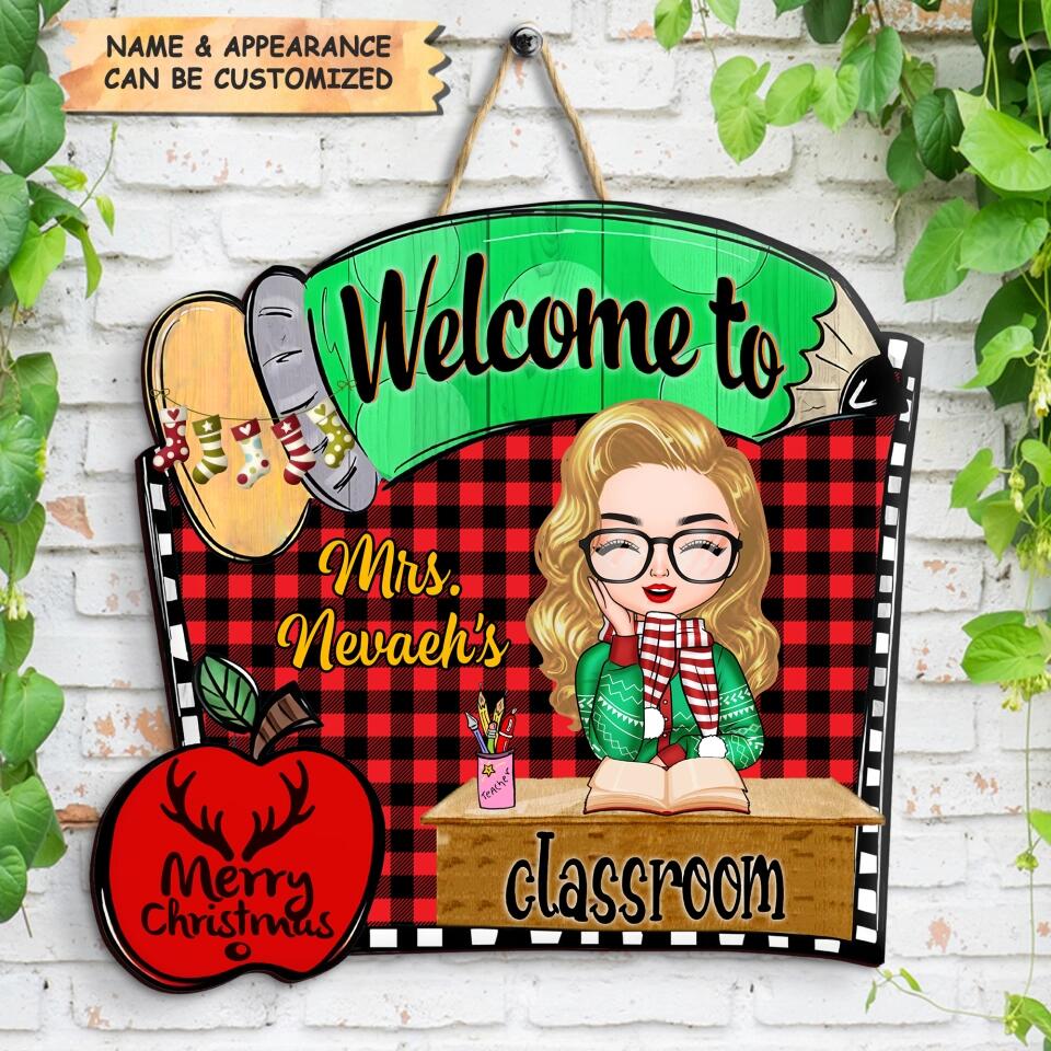 Personalized Door Sign - Gift For Teacher - Welcome To The Class Christmas