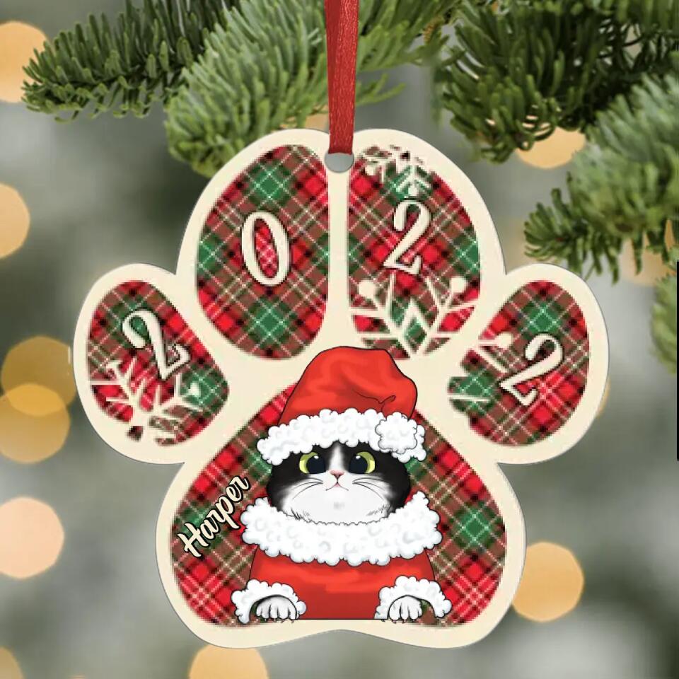 Personalized Aluminium Ornament - Gift For Cat Lover - Meowy Christmas