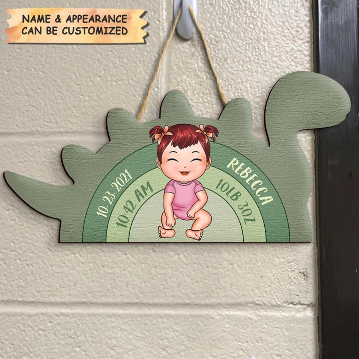 Personalized Door Sign - Gift For Baby - Dino Jurassic Baby