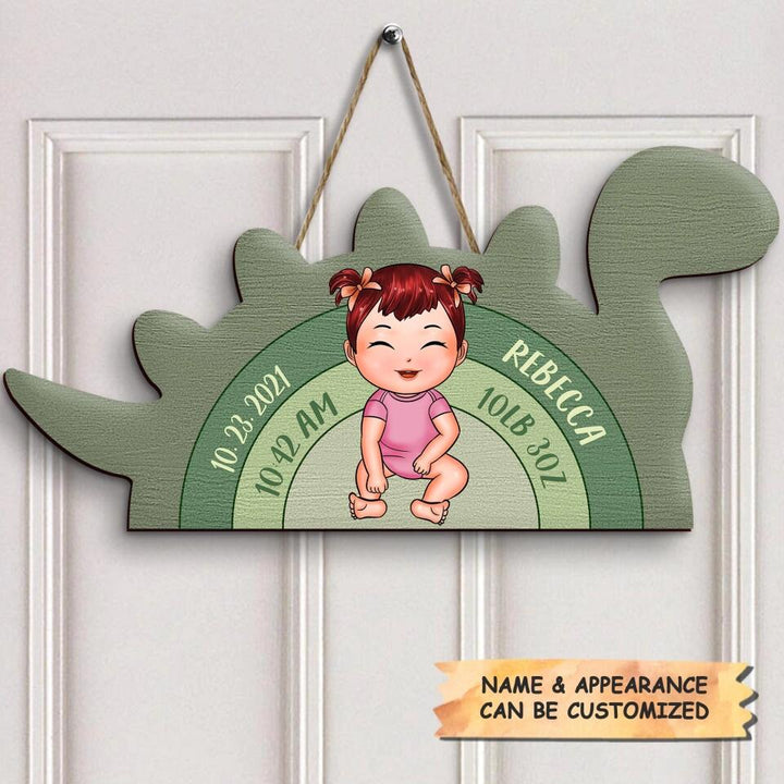 Personalized Door Sign - Gift For Baby - Dino Jurassic Baby