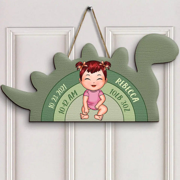 Personalized Door Sign - Gift For Baby - Dino Jurassic Baby