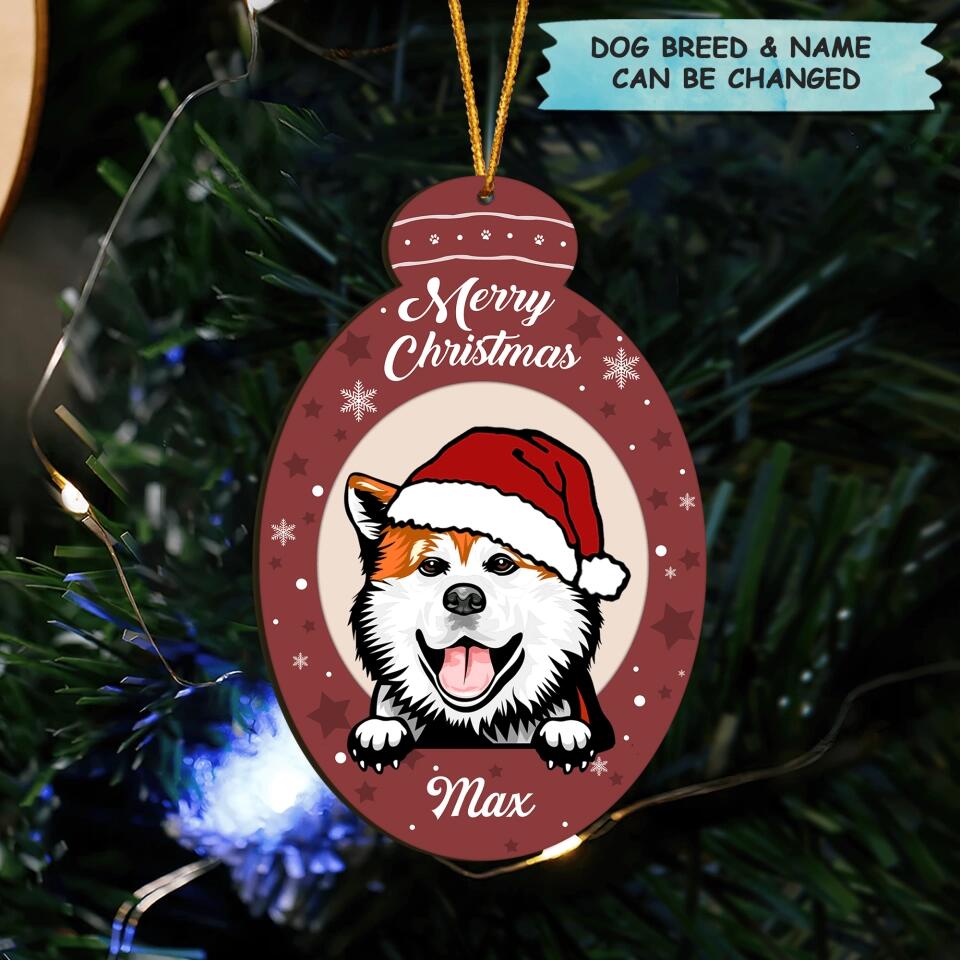 Personalized Wood Ornament - Gift For Dog Lover - Merry Christmas Everyone