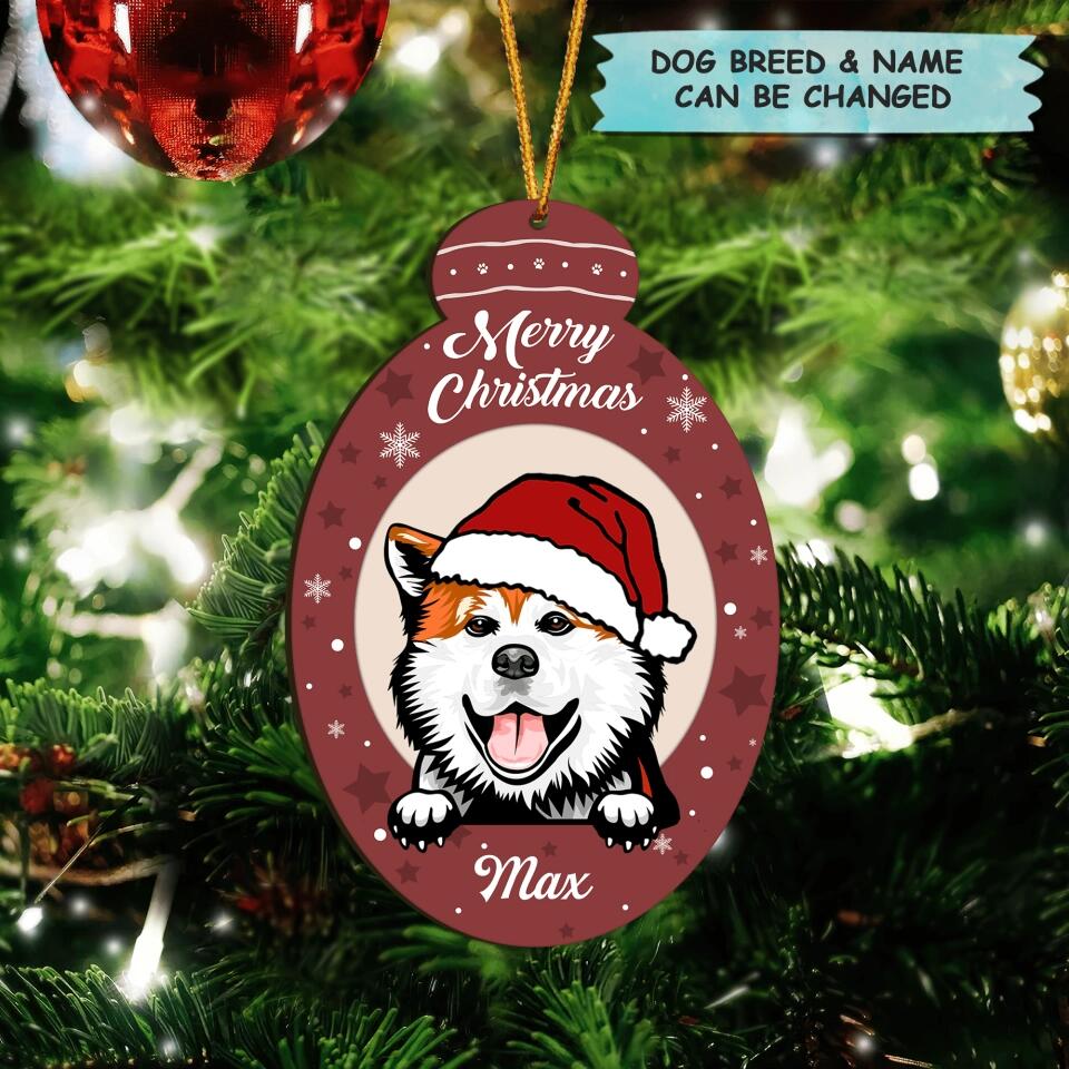 Personalized Wood Ornament - Gift For Dog Lover - Merry Christmas Everyone