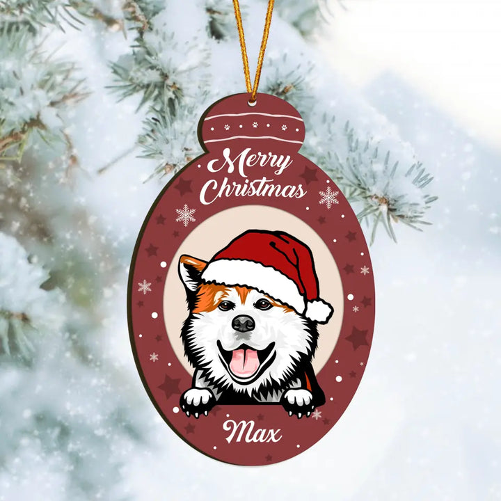 Personalized Wood Ornament - Gift For Dog Lover - Merry Christmas Everyone