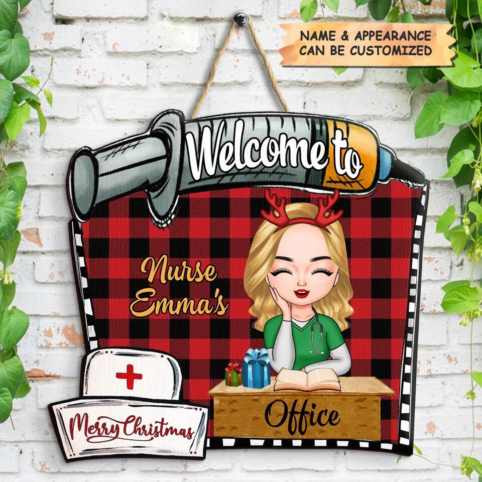 Personalized Door Sign - Gift For Nurse - Welcome To My Office Christmas