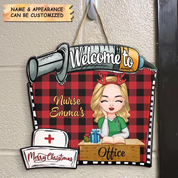 Personalized Door Sign - Gift For Nurse - Welcome To My Office Christmas