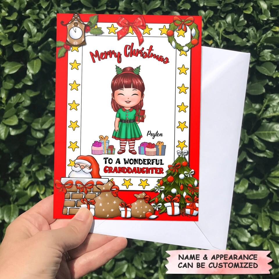 Personalized Greeting Card - Gift For Kid - Merry Christmas To My Wonderful Grandkid