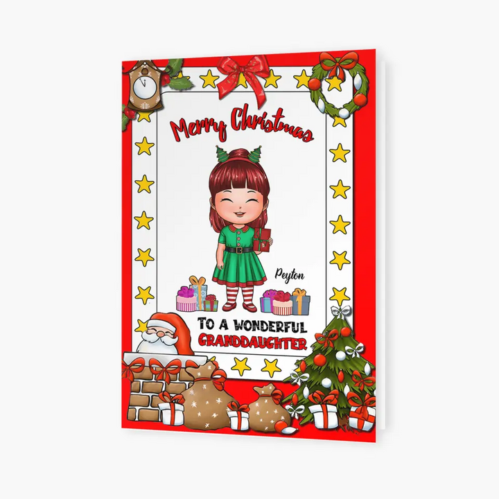 Personalized Greeting Card - Gift For Kid - Merry Christmas To My Wonderful Grandkid