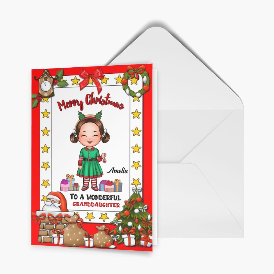 Personalized Greeting Card - Gift For Kid - Merry Christmas To My Wonderful Grandkid