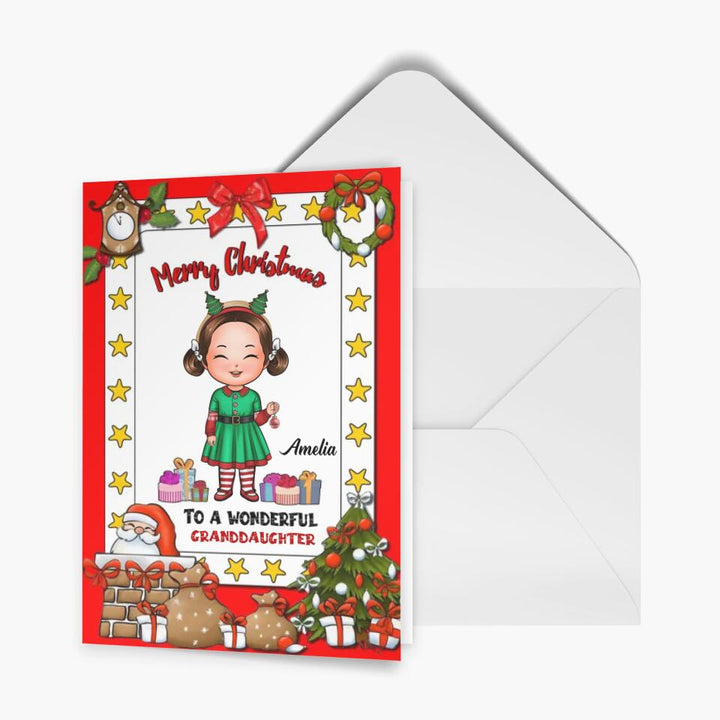 Personalized Greeting Card - Gift For Kid - Merry Christmas To My Wonderful Grandkid