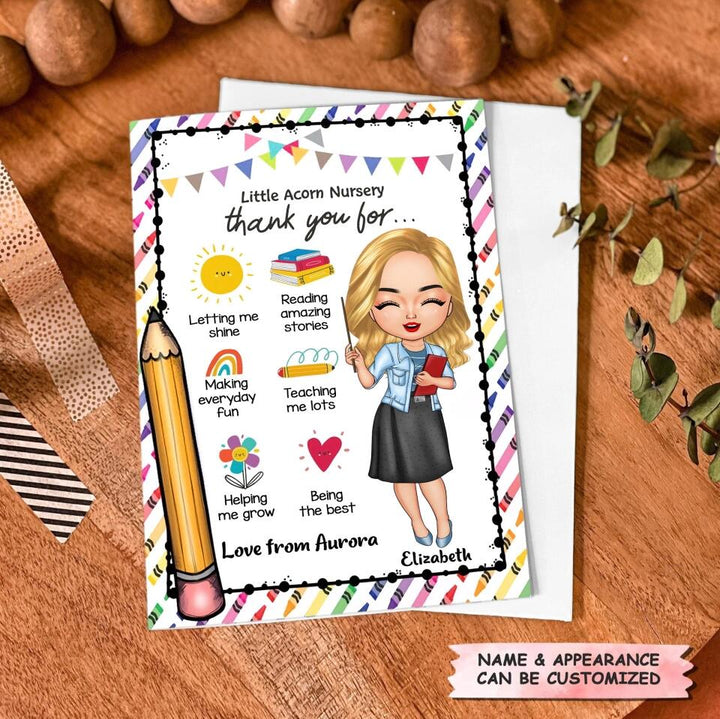 Personalized Greeting Card - Gift For Teacher - Thank You For Letting Me Shine