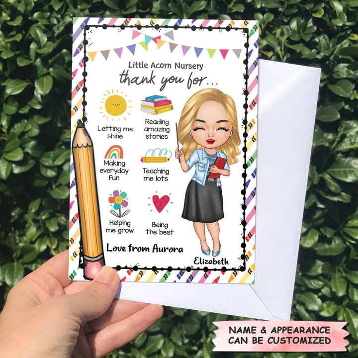 Personalized Greeting Card - Gift For Teacher - Thank You For Letting Me Shine