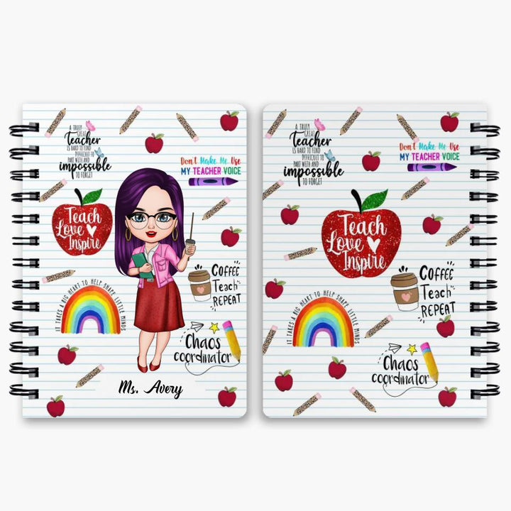 Personalized Spiral Journal - Gift For Teacher - Teach Love Inspire Teacher