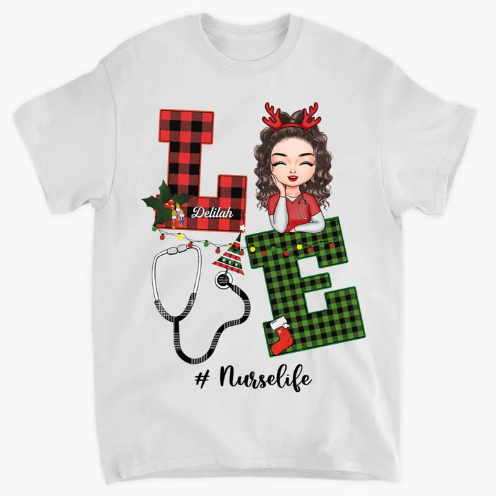 Personalized T-shirt - Gift For Nurse - Love Nurse Life Christmas