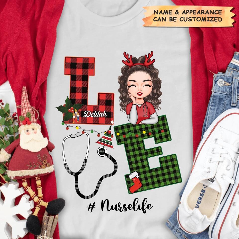 Personalized T-shirt - Gift For Nurse - Love Nurse Life Christmas