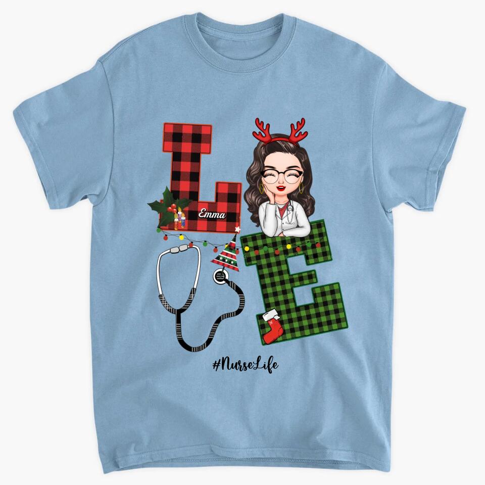 Personalized T-shirt - Gift For Nurse - Love Nurse Life Christmas